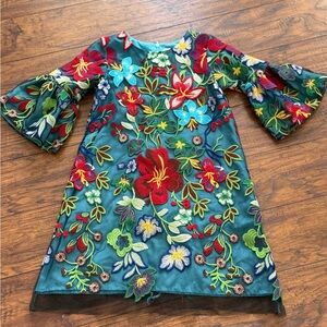 Halabaloo Multicolor Floral Embroidered Dress | Size 6